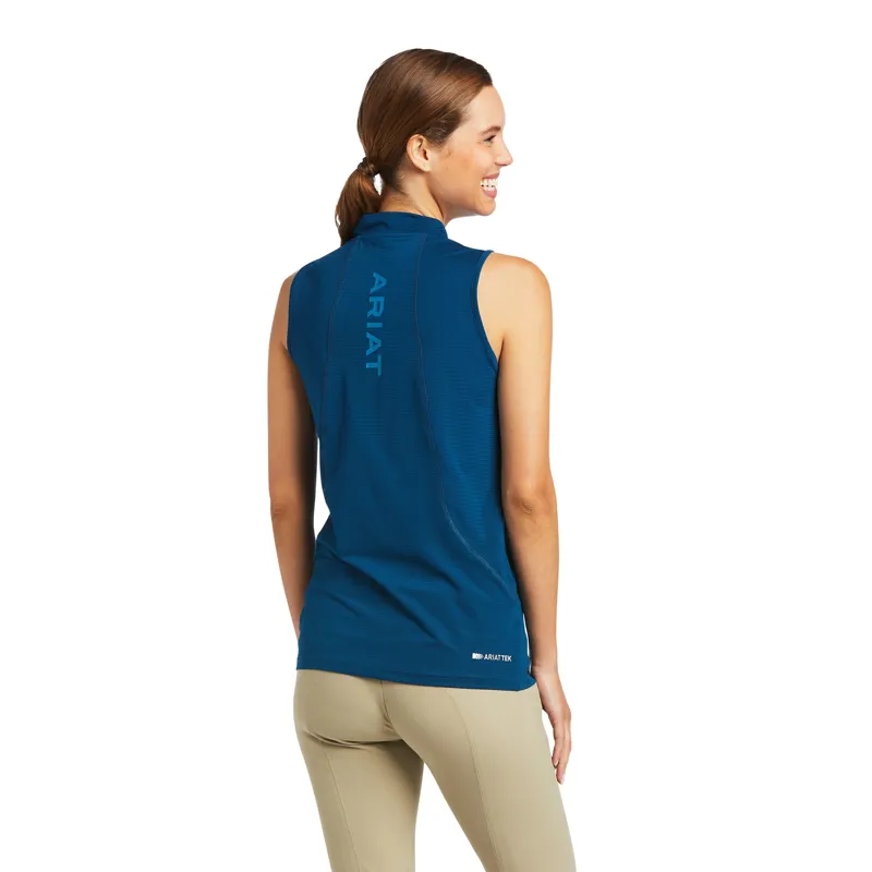 Ariat Hailey Quarter Zip Sleeveless Top Ladies in Blue Opal-2